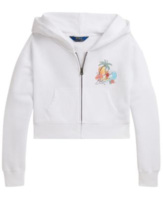 Girls' 7-16 Polo Bear Terry Boxy Full-Zip Hoodie