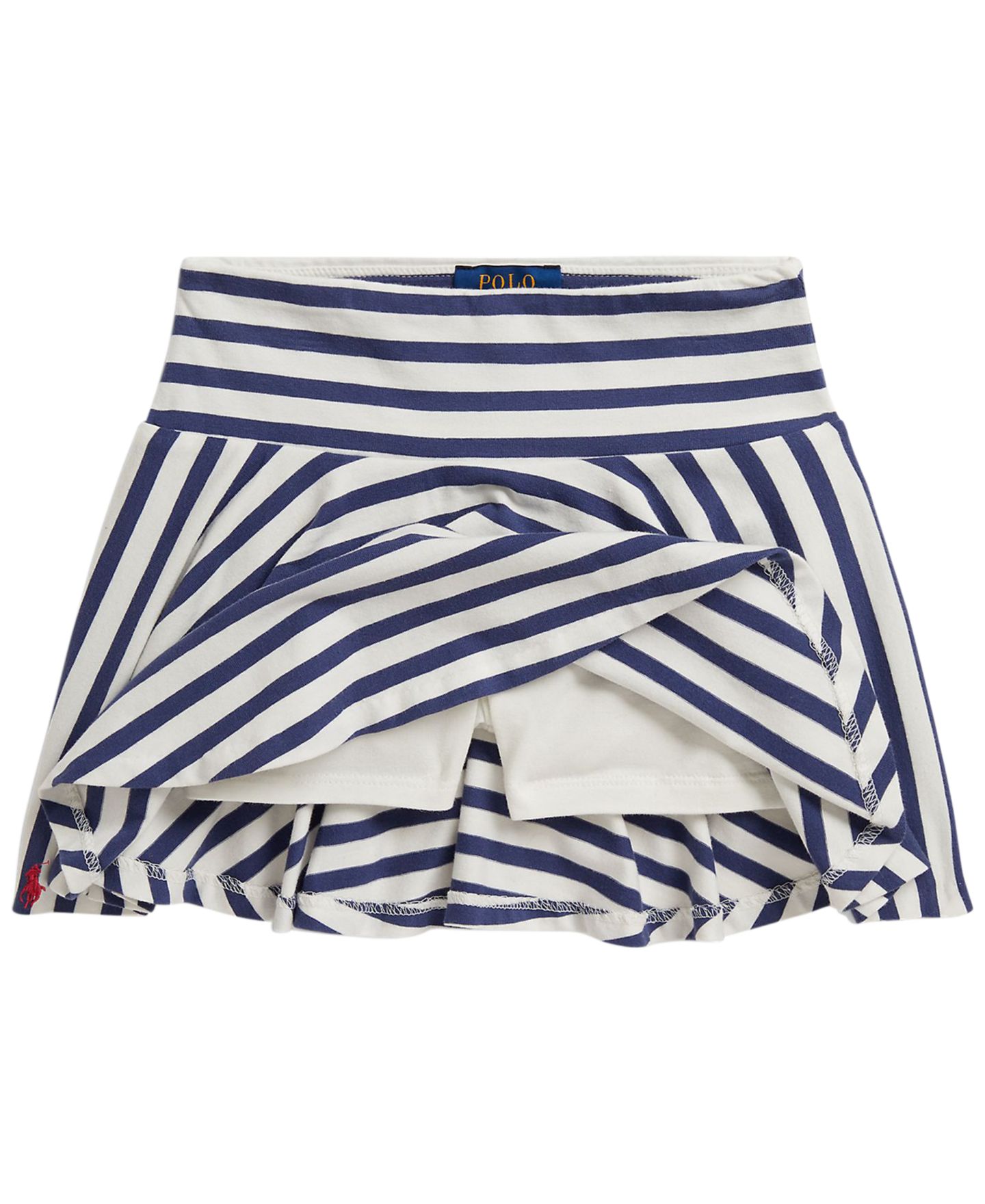 Комплект для девочек Polo Ralph Lauren футболка в полоску и юбка-шорты, цвет: Белый / Тёмно-синий — фото 3