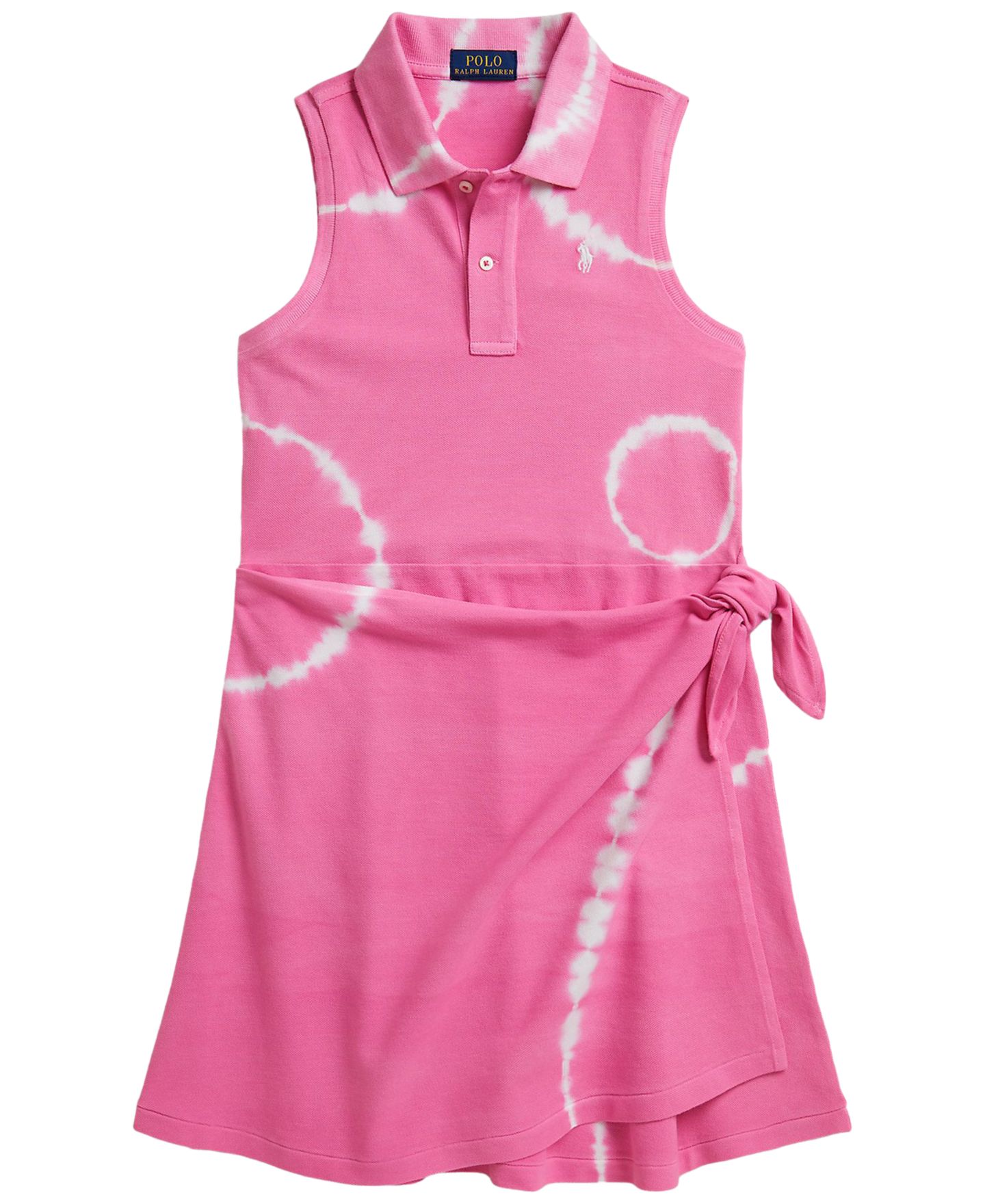 Платье Polo Ralph Lauren Tie-Dye Faux-Wrap Mesh Polo Dress для девочек, цвет: Розовый — фото 4