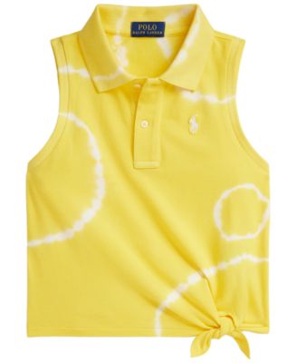 Girls' 7-16 Tie-Dye Stretch Mesh Boxy Polo Shirt