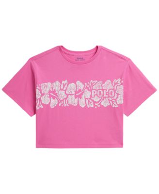 Girls' 7-16 Floral-Print Logo Cotton Boxy T-Shirt