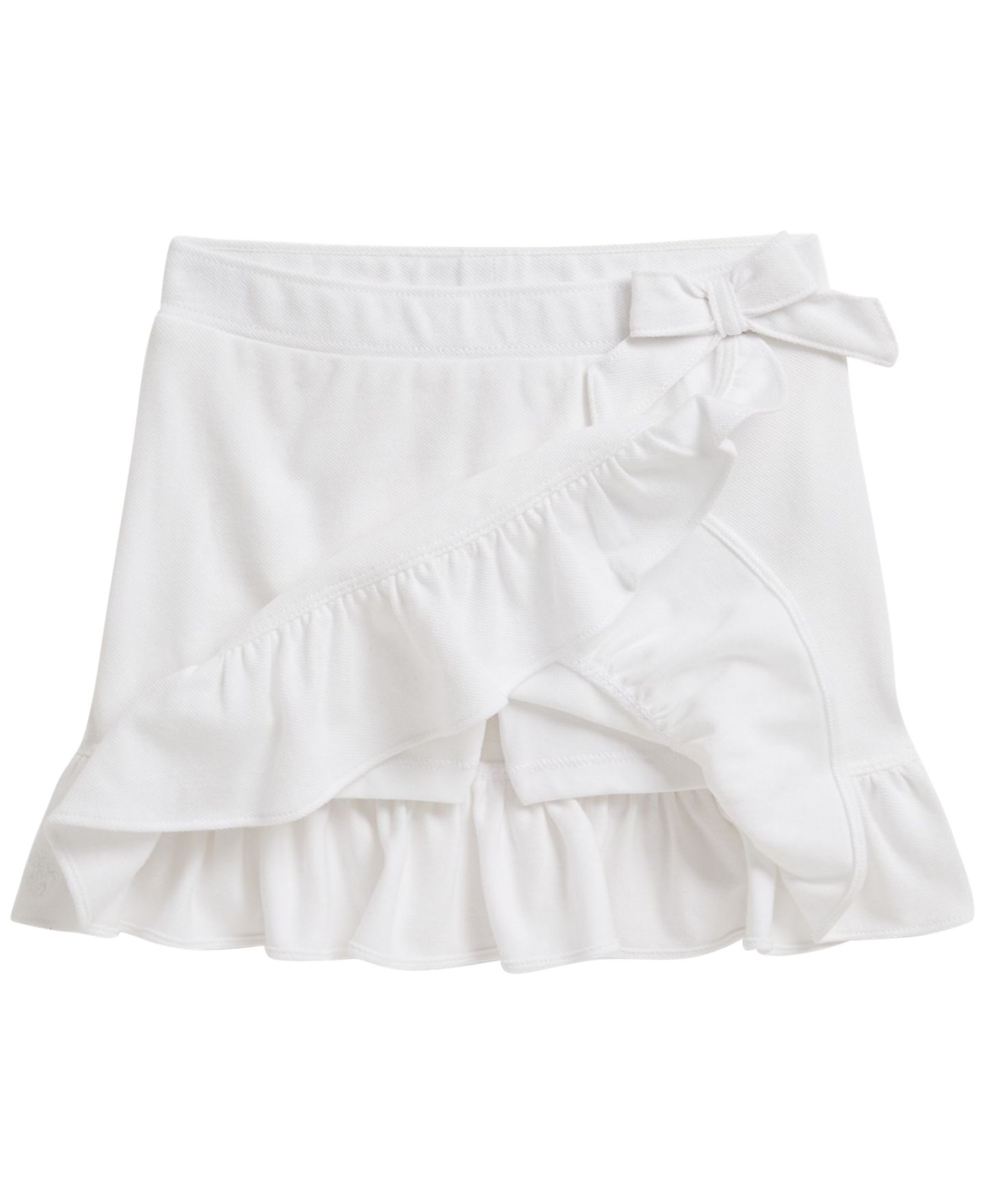 Юбка-шорты Polo Ralph Lauren Ruffled Stretch Mesh Wrap Skort для девочек, цвет: Белый — фото 3