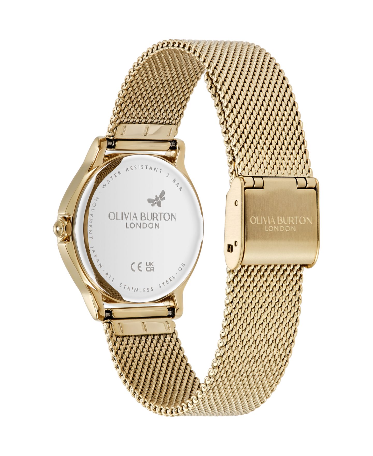 Женские часы Olivia Burton OB Classic Bee Gold Tone Stainless Steel Mesh Bracelet Watch, 29.8mm — фото 4