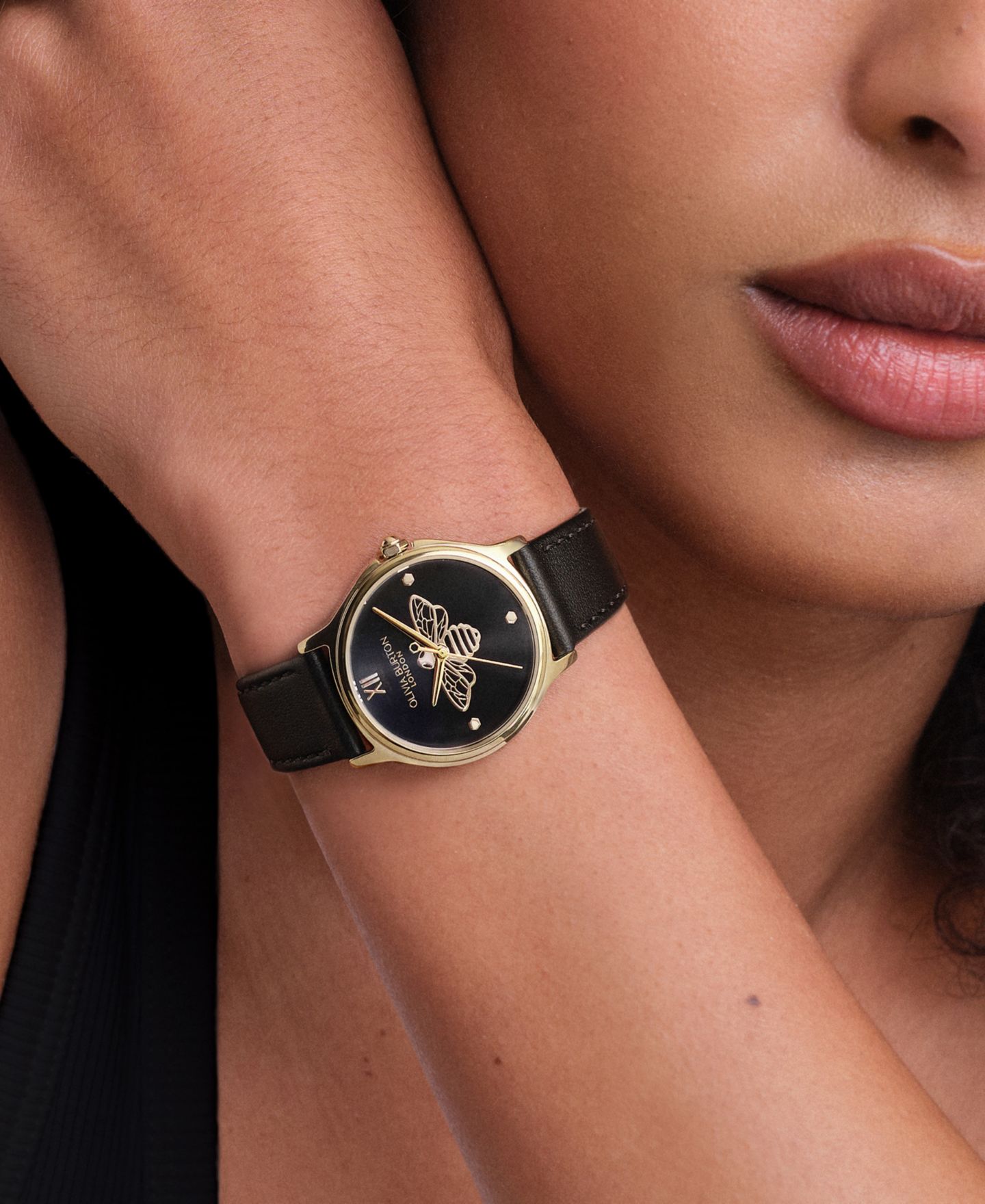 Женские часы Olivia Burton OB Classic Bee с чёрным кожаным ремешком, 29.8 мм — фото 5