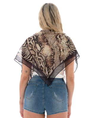 Satin Animal Print Square Scarf