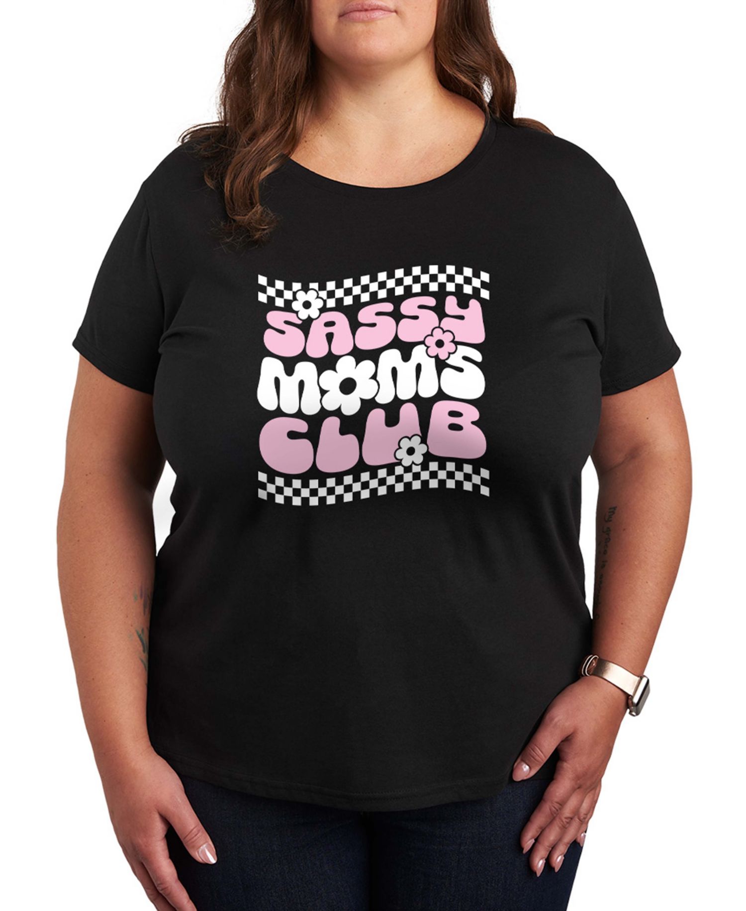 Plus Size Instant Message Sassy Moms Club Short-Sleeve Graphic T-Shirt