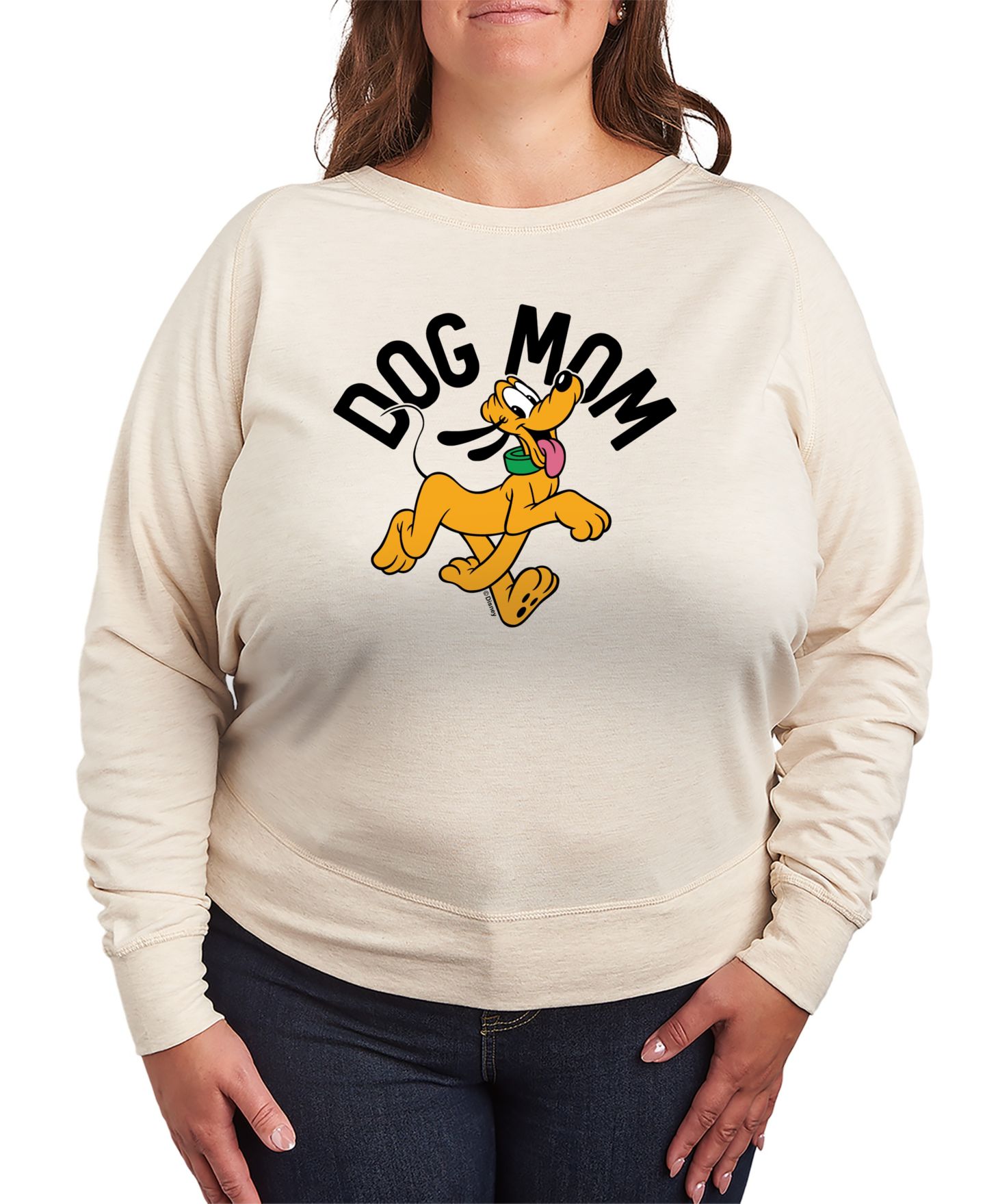 Женская футболка Hybrid Apparel Plus Size Disney Dog Mom Pluto French Terry Long-Sleeve, цвет: Берёзовый — фото 2