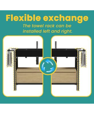 36'' Industrial Bathroom Vanity with Artificial Stone Sink, Modern Freestanding Bathroom Vanity without Faucet