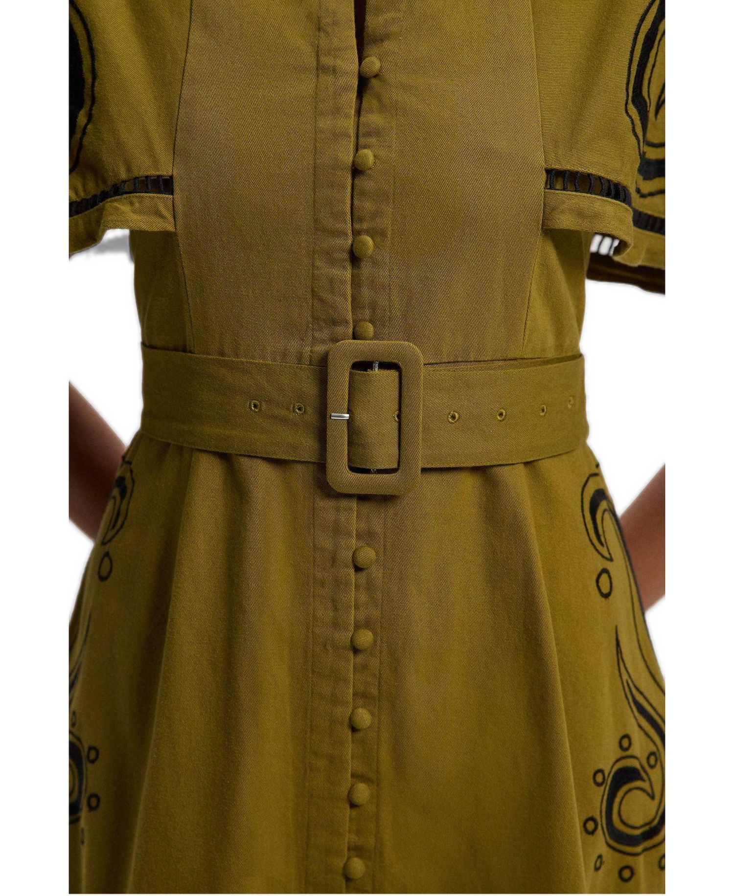 Women's Baroque Cape Sleeve Midi Dress