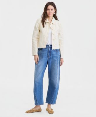 Women's Cotton Eyelet Scallop Hem Jacket