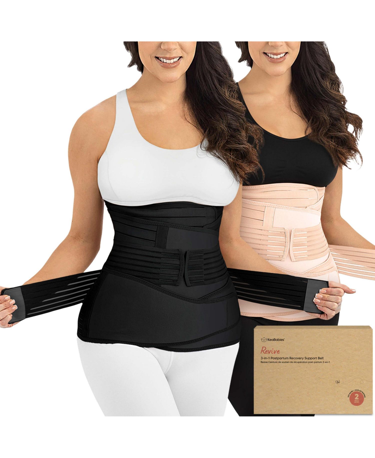 Maternity 2-Pack Revive 3 in 1 Postpartum Belly Band, Post Partum Belly Support Recovery Wrap, Postpartum Waist Binder Shapewear