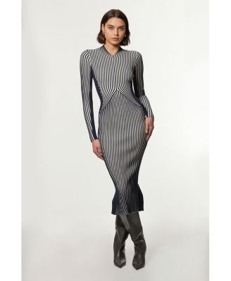 Women's Fitted Long Sleeve Midi Dress