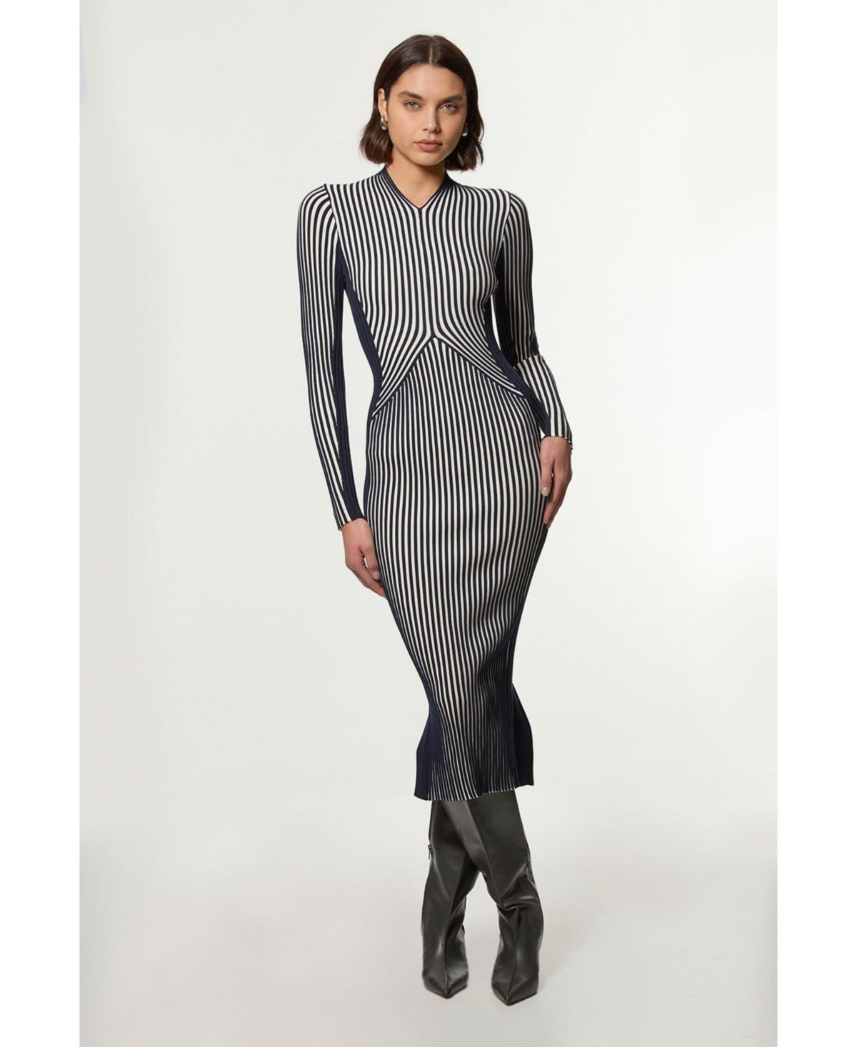 Karen Millen Women's Fitted Long Sleeve Midi Dress