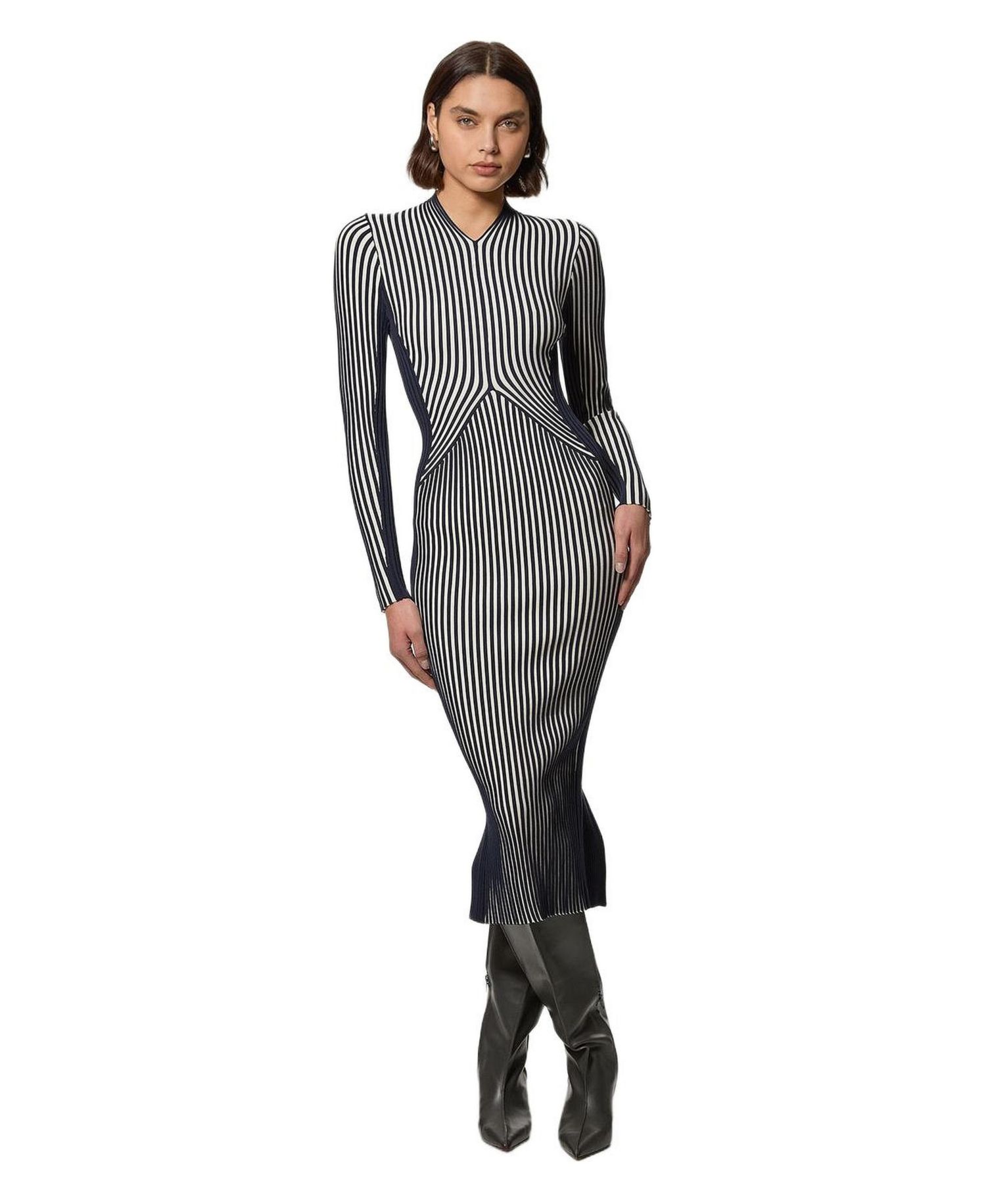 Women's Fitted Long Sleeve Midi Dress
