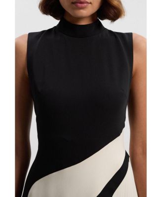 Women's Sculptural High-Neck Pleated Midi Dress