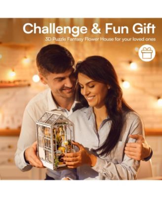 Book Nook Kit DIY Miniature House Kit, 3D Wooden Puzzle Garden House, Bookend Bookshelf Insert Decor, Diorama Kit Christmas Birthday Gift