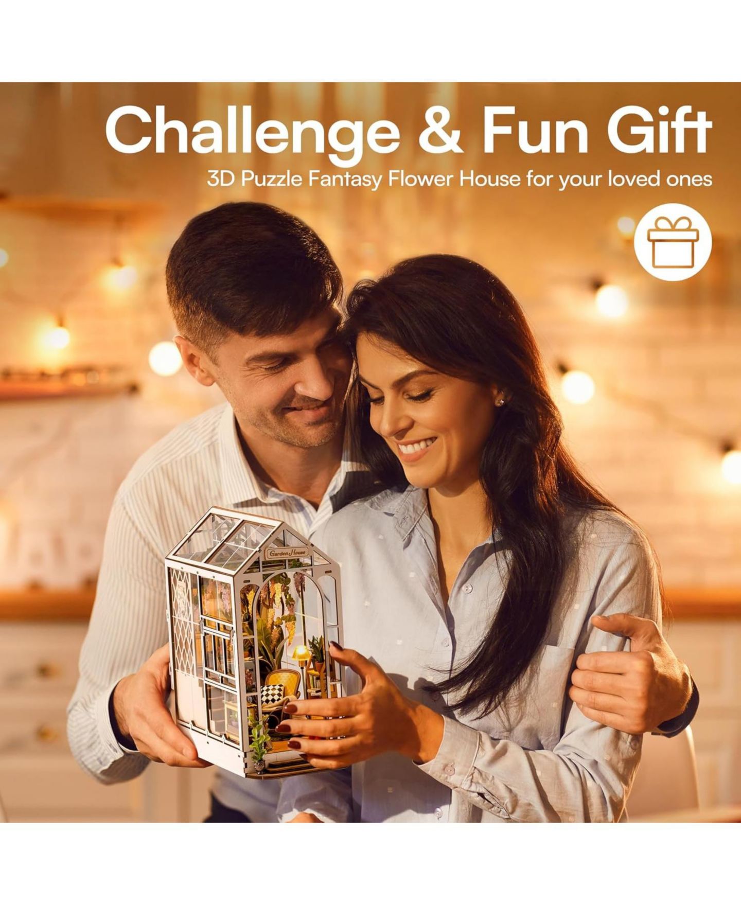 Детский конструктор Robotime Holiday Garden House Book Nook 176-Piece 3D Wooden Puzzle Building Set, Ages 14+, цвет: Белый — фото 7