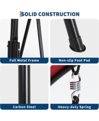 2-Person Porch Swing with Cup Holders, Pivot Storage Table & Cooler Bag, Adjustable Canopy, Steel Frame Outdoor Patio Swing for Backyard