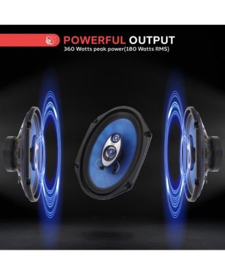 6” x 8” Car Sound Speakers - Pyle PL683BL 3-Way 360 Watts Poly Cone, 4 Ohm, 70-20kHz, Butyl Rubber Surround