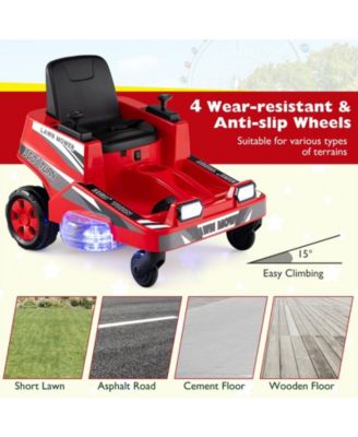 12V Ride on Lawn Mower for Kids with Dual Control Sticks and LED Lights