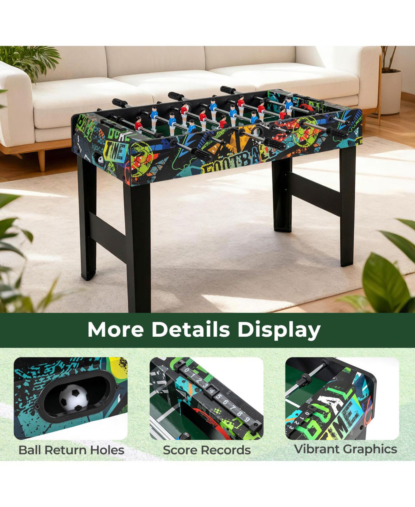 Детская игрушка Mecale Mini 2-in-1 Foosball Game Table with Detachable Legs, Ages 6+, цвет: Чёрный — фото 8