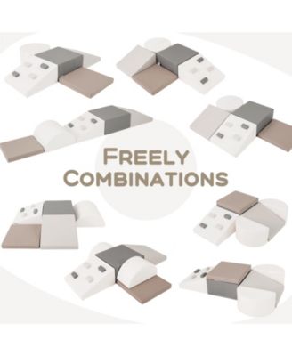 6-Piece Soft Play Set for Toddlers with Climbing Triangle and Ramp