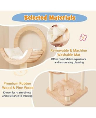 4-in-1 Wooden Cat Tower with Space Capsule Nest, Indoor Cat Tree for Climbing & Lounging