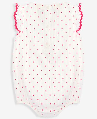 Baby Girls' Simple Dot Cotton Sunsuit