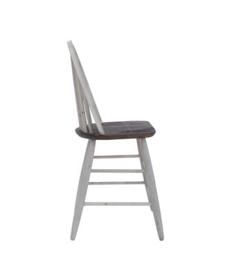 Liberty Furniture Farmhouse Windsor Back Counter Chair in Two Tone Wood Tone Top