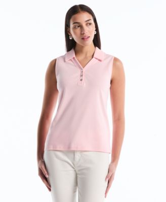 Petite Sleeveless Polo Top
