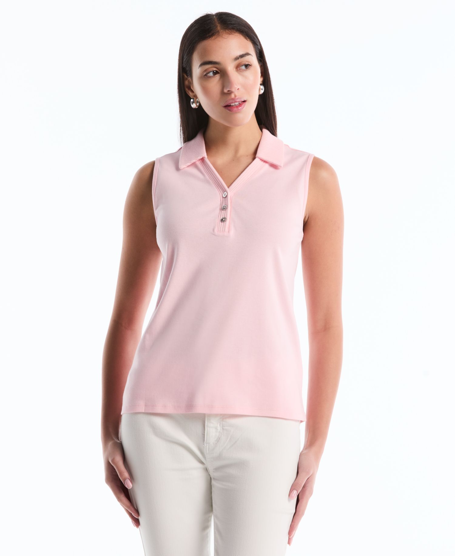 Petite Sleeveless Polo Top