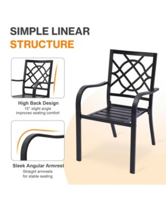 Patio Dining Chairs Set of 2, Stackable Metal High Back Chairs Set , Garden, Yard, Deck, Porch and Poolside