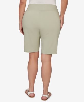 Plus Size Solid Tech Stretch Bermuda Shorts