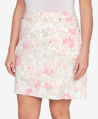 Plus Size Printed Tech Stretch Pull-On Skort
