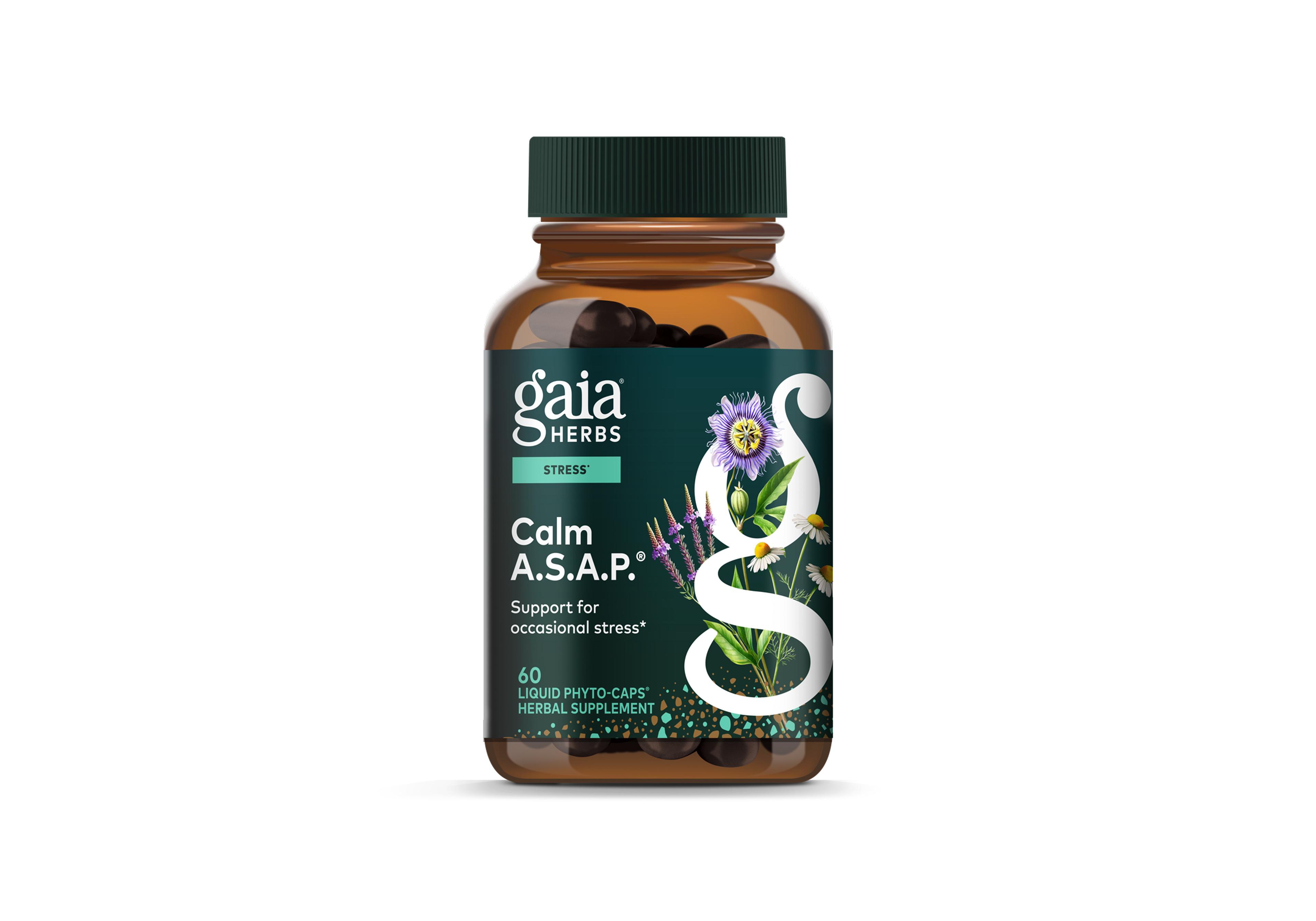 Gaia Herbs Calm A.s.a.p. Stress Support Supplement - With Skullcap, Passionflower, Chamomile, Vervain, Holy Basil & More to Support a Natural Calm