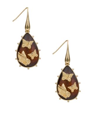 Gold-Tone Plated Butterflies Teardrop Earrings