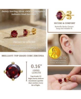 Dainty Sterling Silver 4MM Showpiece Solitaire Stud Earrings