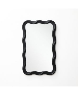 Modern MDF Wood Wavy Rectangle Wall Mirror, 35.4" H x 21.65" With Home Decor