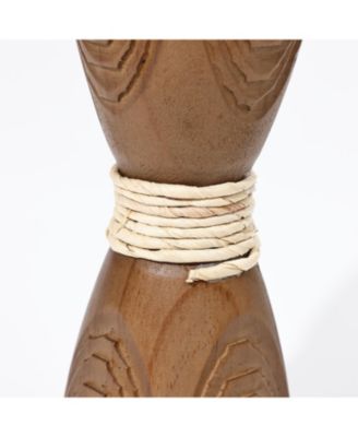 3-Piece Pine Wood with Rattan Pillar Candle Holder Set