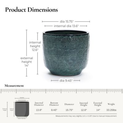 Marina Gray 15.75-Inch Round Ceramic Planter
