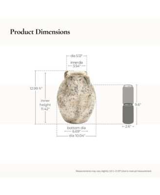 Rustic Old World Terracotta Vase, 10-Inch Round Bouquet Holder for Farmhouse Decor