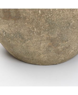 Weathered Terracotta Finish with Textured Ridges Round Vase Farmhouse Decor