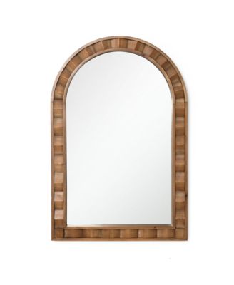 Rubberwood Frame Arch Rectangle Wall Mirror, 35.4 inch Tall Rustic Home Decor