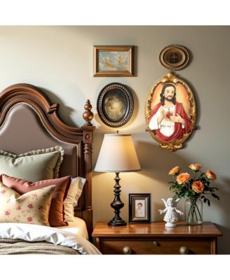 Sacred Jesus Wall Plaque, Oval Christian Home Decor Plaque for Prayer Room & Faith Display