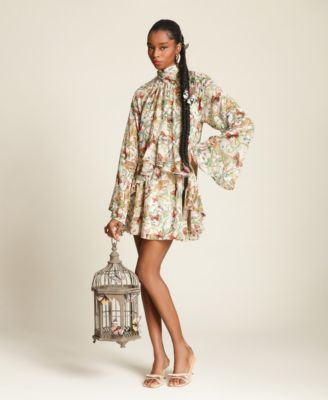 Women’s High Neck Ruffle Mini Dress