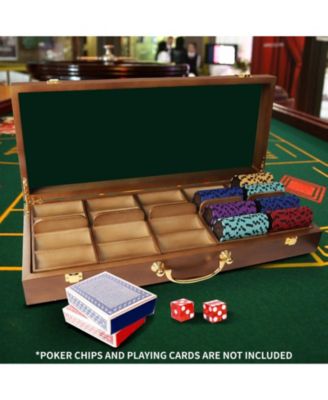 Poker Chips Carrier with 5 Wooden Poker Chip Trays for Any Thickness chips, Holds 500 Chips