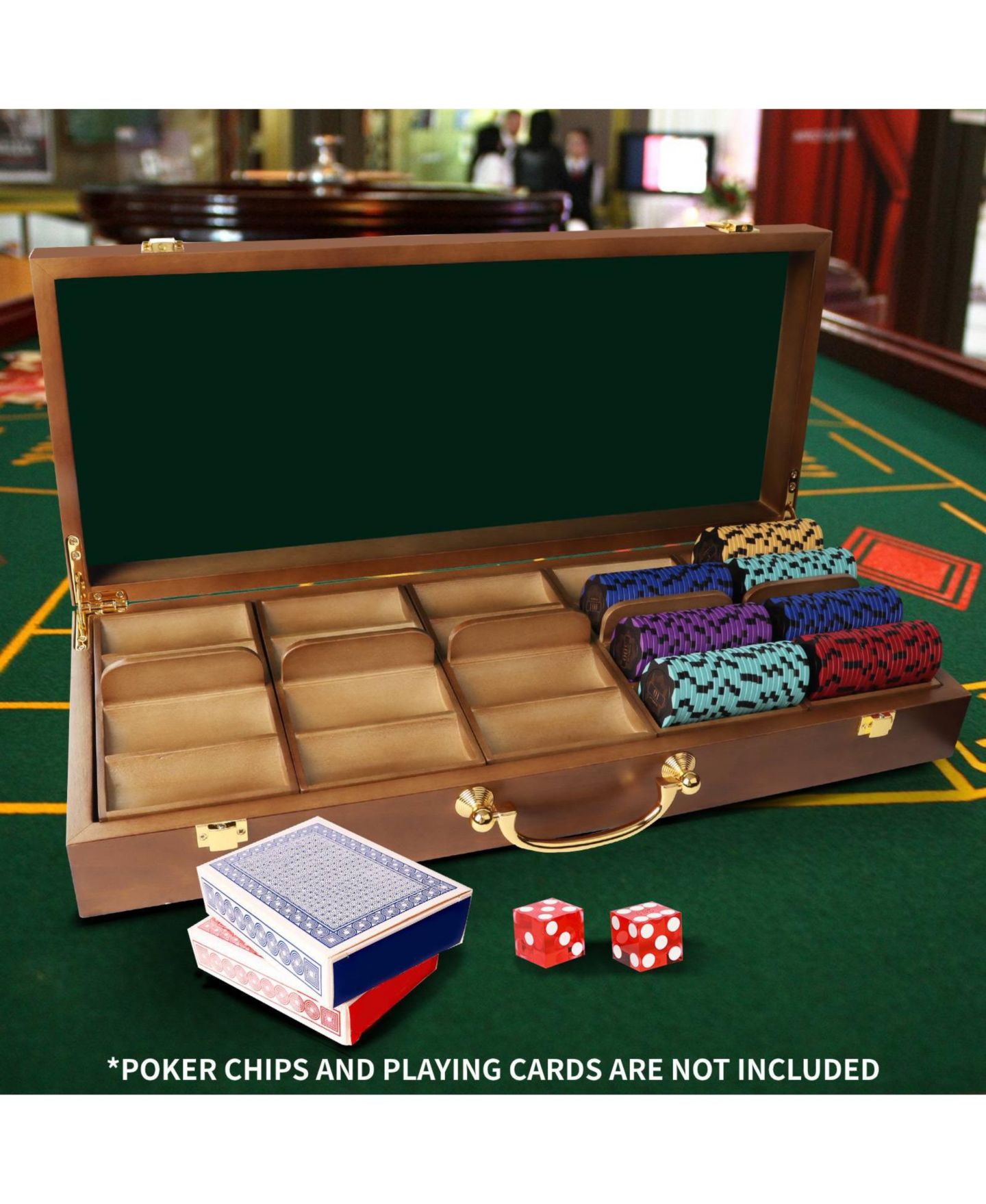 Детская игрушка GSE Games & Sports Expert Walnut Wood Poker Chips Carrier, 500-Chip Case, от 14 лет, цвет: Орех — фото 3