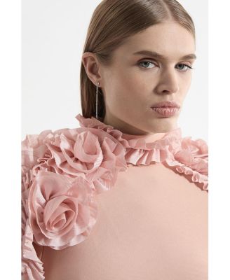 Women's Bandage Rosette Midi Detail Dress