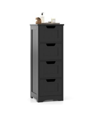 Bathroom Floor Cabinet Free-Standing Side Storage Organizer w/ 4 Drawers