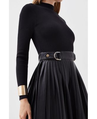 Women's Knitted Top Pleated Skater Dress